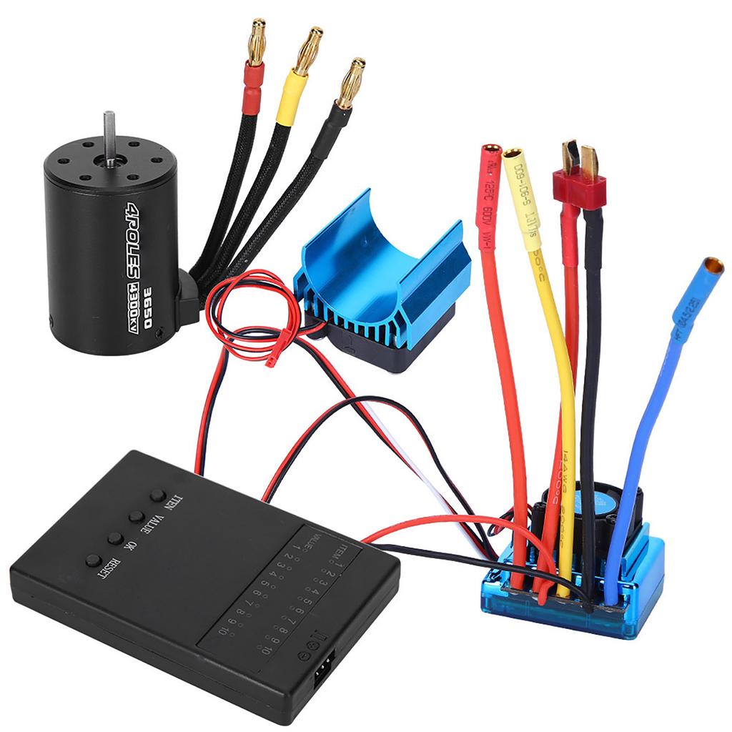 3650 Motor 4300KvBrushless ESC Heat Sink Program Card Set for 1 10 RC Car