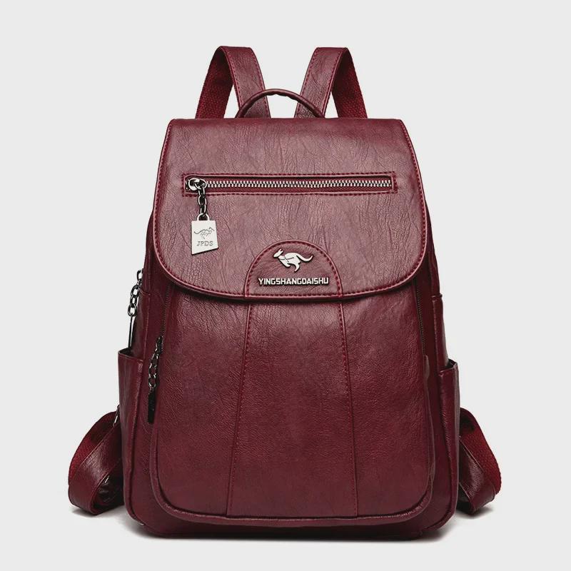 Rucsac Elegant de Damă din Piele Moale cu Capacitate Mare, Antifurt, pentru Călătorii și Studenți