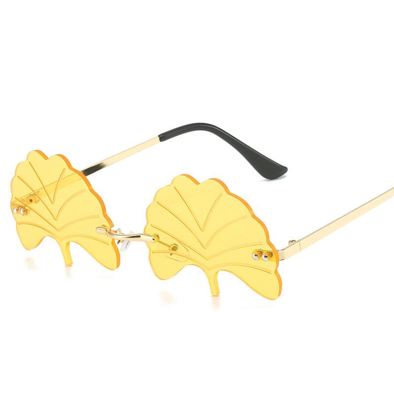 Leaf Shape Women Sunglasses Rimless Hip Hop Style New Stylish Sun Glasses Men European American Women's Sunglasses