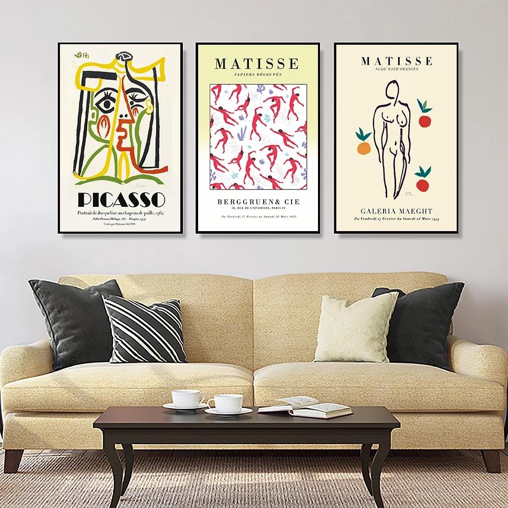 solid Wood Frame Modern Matisse Warhol Miro Abstract Wall Art Poster Print Cartoon Banana Mural Canvas Painting Kids Bed Room Home Decoration