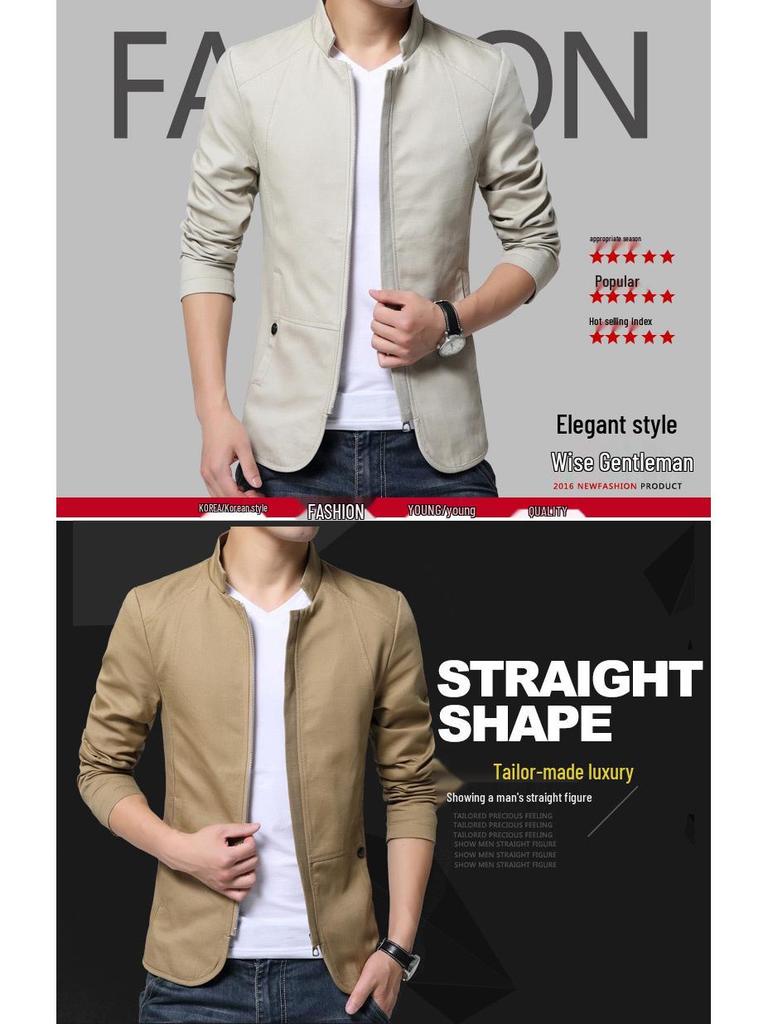 European Autumn Stand-Collar Washed Jacket - Always in Stock