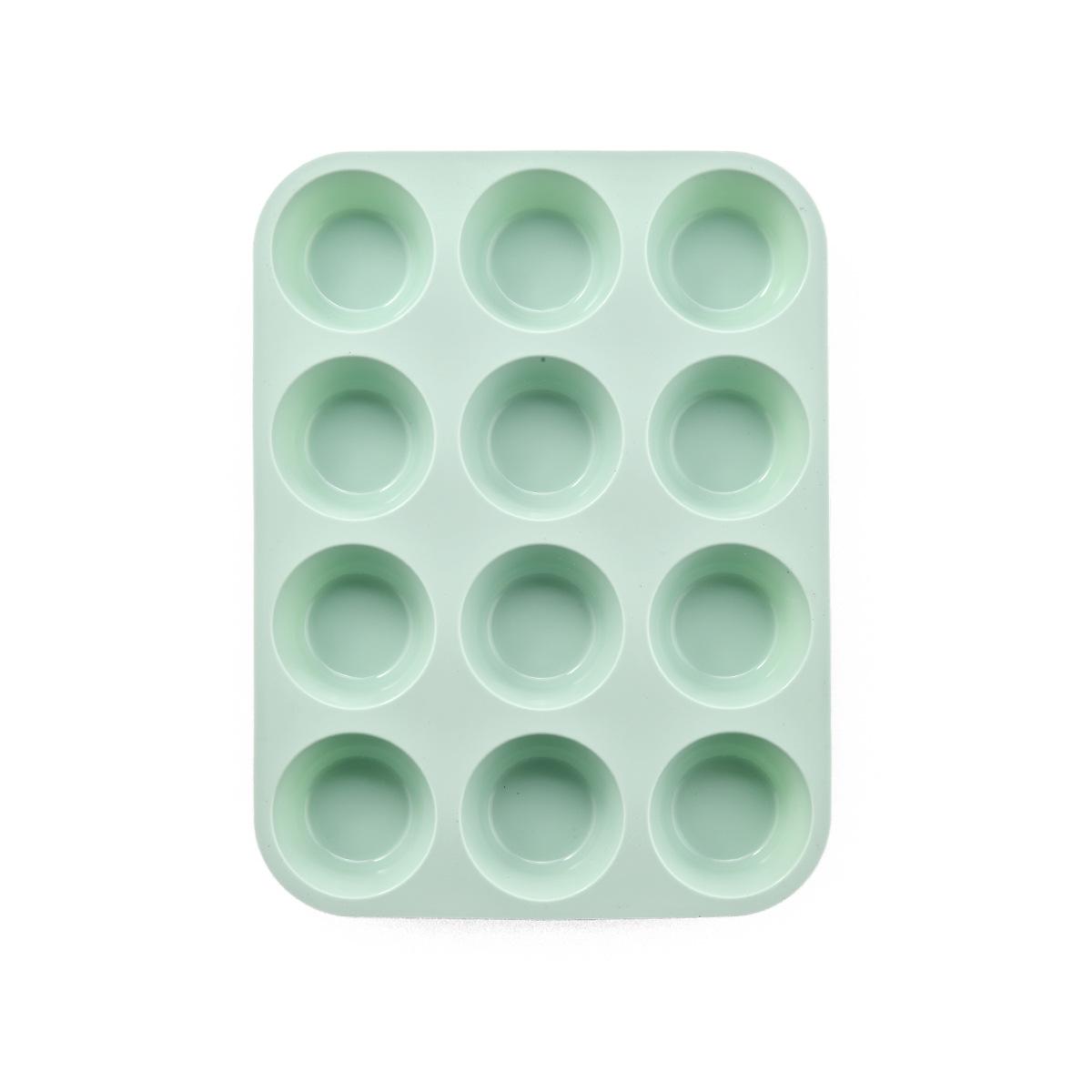12-Hole Round Silicone Cake and Muffin Mold with Connected 24-Hole Baking Pan