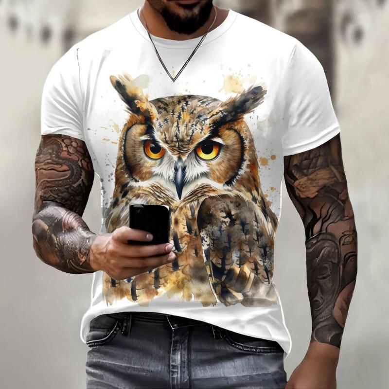 Squirrel Dog Bee Pattern Men's T-shirt Fun Animal 3D Printed Short Sleeved Top Fashionable Street Trend Harajuku Round Neck Clothing