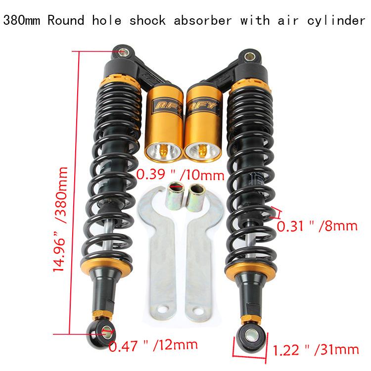 320mm 340mm 360mm 380mm 400mm Amortisseur à Air Universel Type U / Trou Rond Ressort de Suspension Arrière Scooter DirtBike Gokart Quad ATV Moto