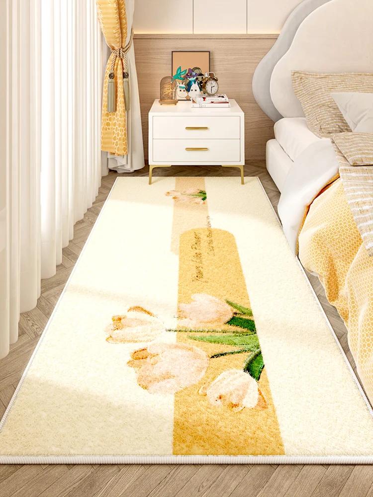 Flower Pattern Bedroom Decor Plush Thick Plush Carpets for Living Room Anti-slip Bedside Washable Floor Mat Home Fluffy Soft Rug