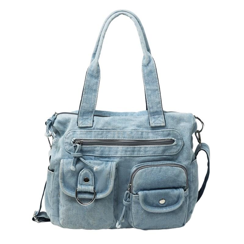 LADIES HANDBAG Denim-stijl Crossbody Tas voor Dames – Vintage Schoudertas met Meerdere Vakken, Verstelbare Band – Perfect voor Casual & Streetwear Outfits