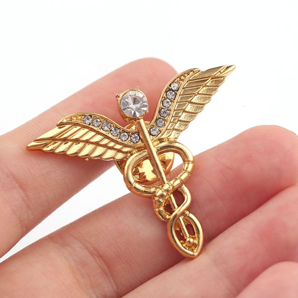 Zinc Zinc Alloy Angel Wings Brooches Rhinestone Shirt Collar Lapel Pin Sweet Men's Badge Pin  Teenage