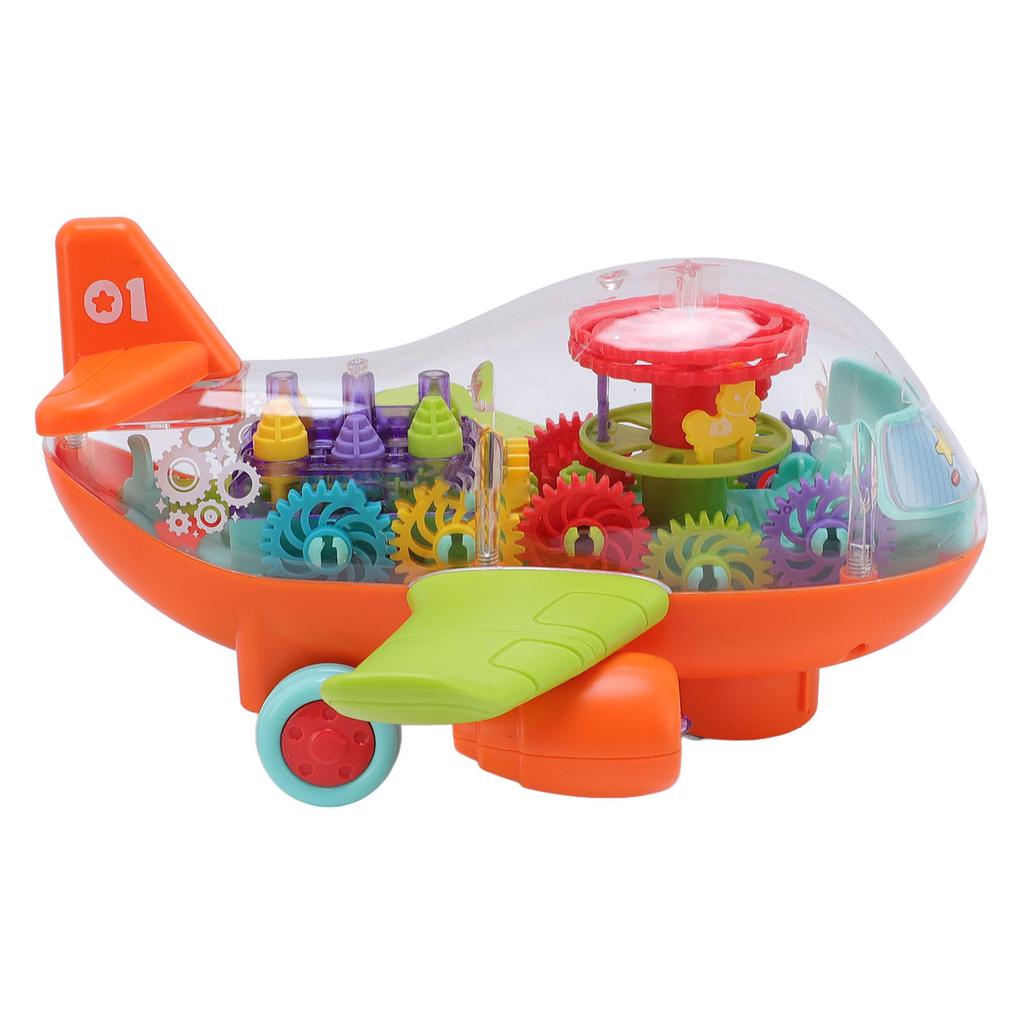 Children Electric Airplane Toy Universal Simulation Airplane Model Transparent Gear Airplane Toy wit