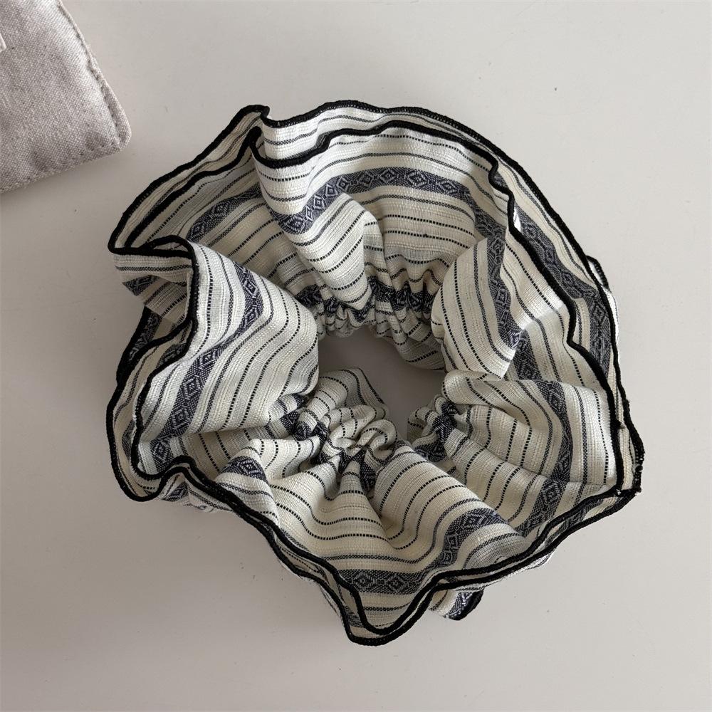 Korea Square Striped Cloth Scrunchies Women Girl Elastic Hair Rubber Band Accessories Tie Hair Ring Rope Headdress Headwear