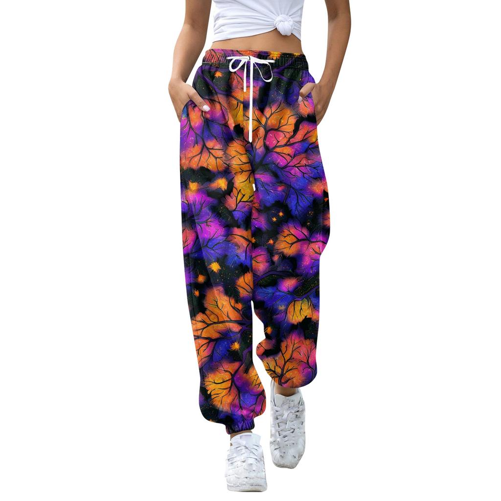 Women's Casual Fashion Halloween Print Casual Pants Sweatpants Long Pants Drawstring Elastic Waistband Cuffed Pants