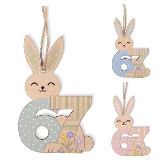 Yousheng 67 Bunny Easter Basket Tag Wooden Bunny Hanging Tag Funny Six Seven Rabbit Farmhouse Easter Sign for Spring Party Supplies