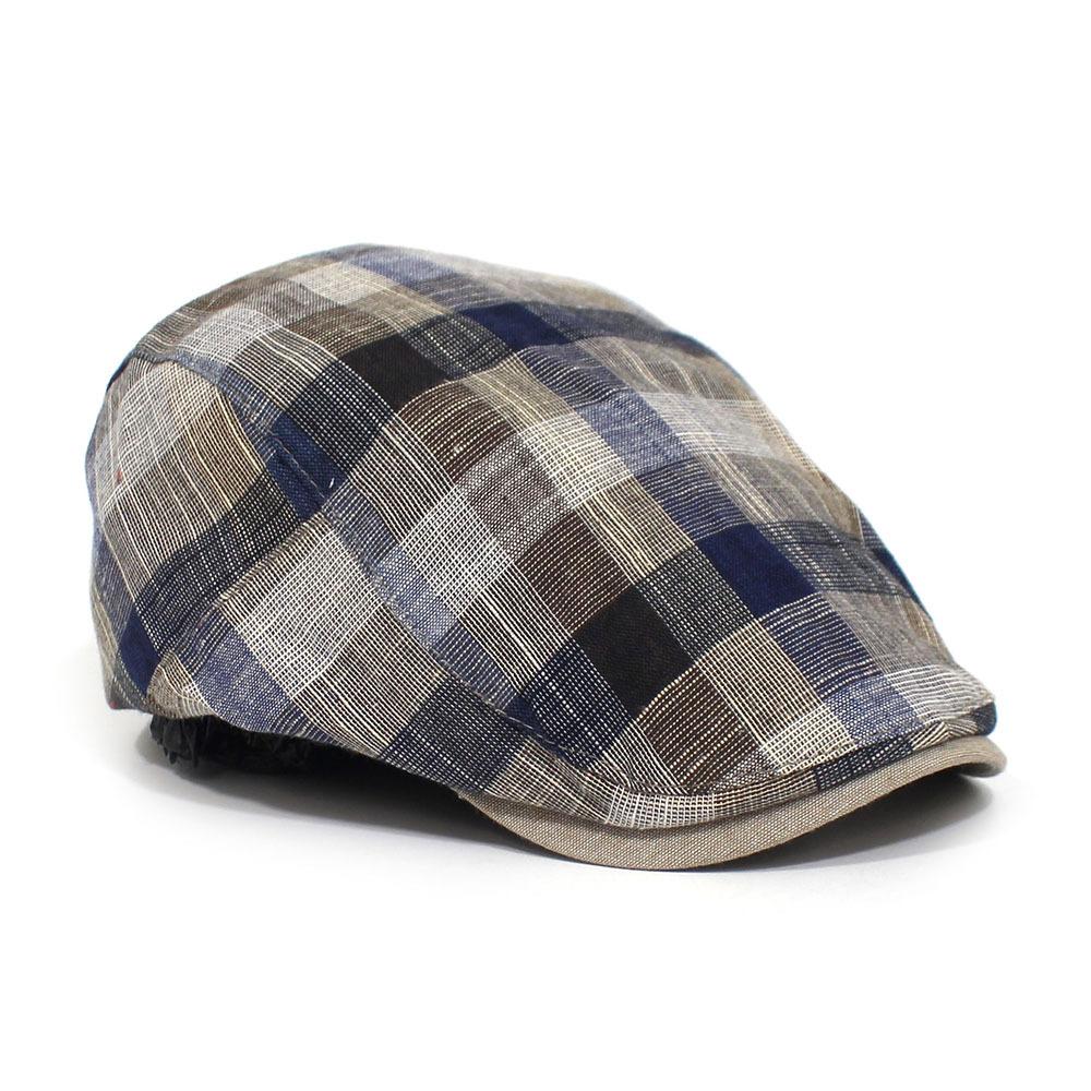 Spring and Summer Thin Hat Men's Fashion Plaid Forward Hat Cotton Cap Foreign Trade Beret