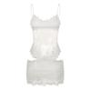 Transparent Lace Mesh Fitted Strapless Dress Women's Bodycon Skirt Lingerie Underwear
