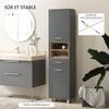 Bathroom Storage Cabinet with 2 Cupboards, Drawer, Open Compartments, Grey