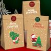 12PC Cartoon Printed Cookie Packing Supplies Holiday With 12PC Stickers Party Packaging Pocket Gifts Christmas Gift Bags Candy
