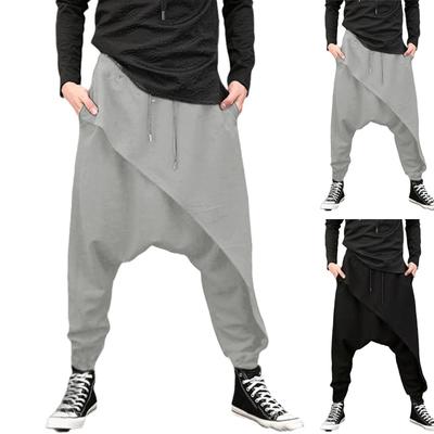 Pantaloni Casual da Uomo Orlo Irregolare Larghi Monocolore Pantaloni Yoga Hip Hop