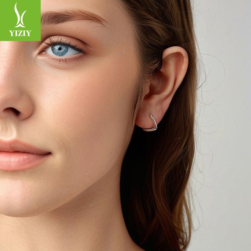 Staggered Geometric Ear Buckle Full Body Silver Simple Premium S925 Sterling Silver Earrings Earrings