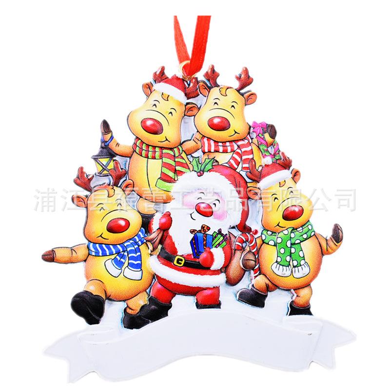 New Christmas Family Resin Pendant DIY Handwritten Name Notes Date Blessing Santa Claus Snowman Elk Pendant Ornaments Party Gift