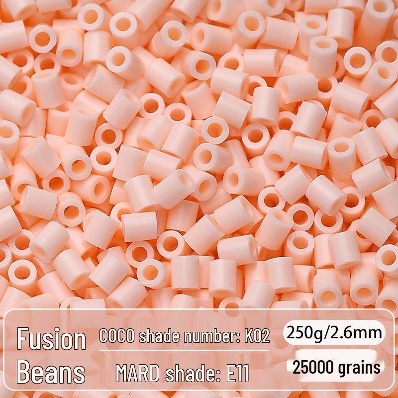 2.6mm High-Quality Fuse Beads Refill Pack: Black, White, Transparent, Red, Skin Colors