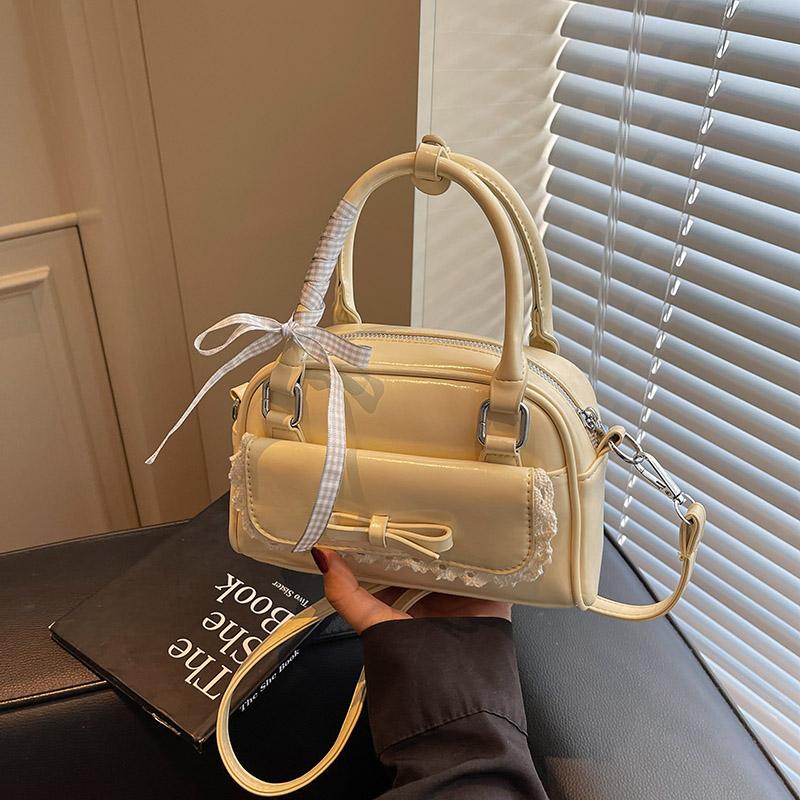 Vintage kabelka přes rameno - Dámská kabelka s mašlí, Korejský streetwear, Ležérní crossbody kabelka, Trendy cestovní taška,