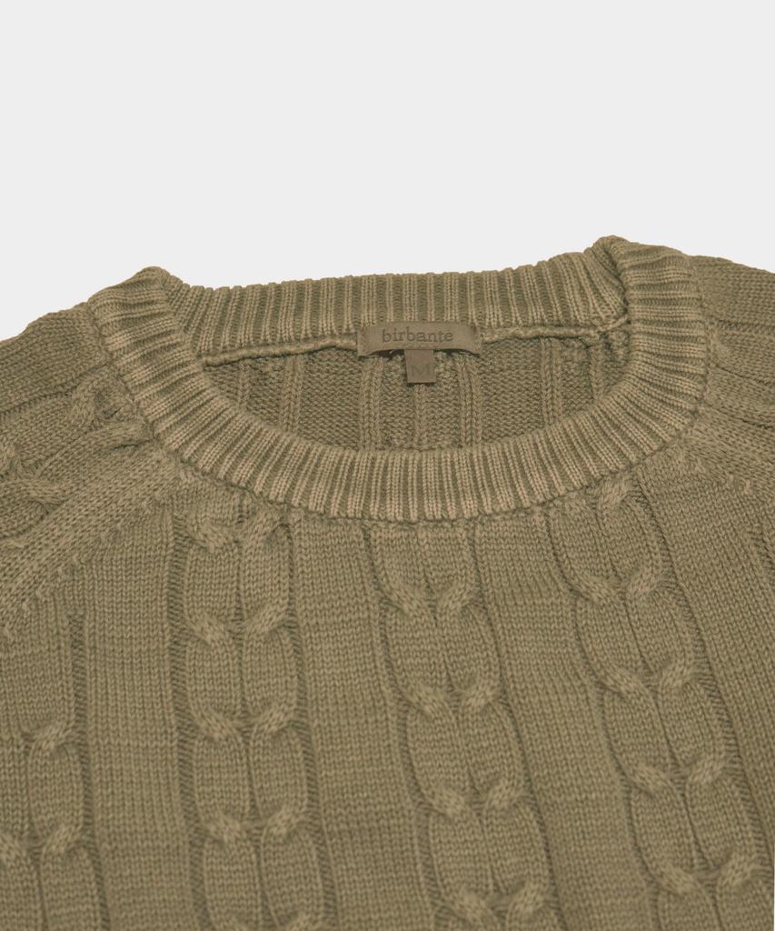 BIRBANTE Garment-Dyed Washable Cable Knit - Camel