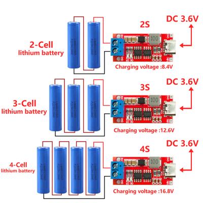 New! Multi-cell 2s 3s 4s Type-c Step-up Boost Lithium Battery Module Charger Dc 3-6v To 8.4v 12.6v 16.8v