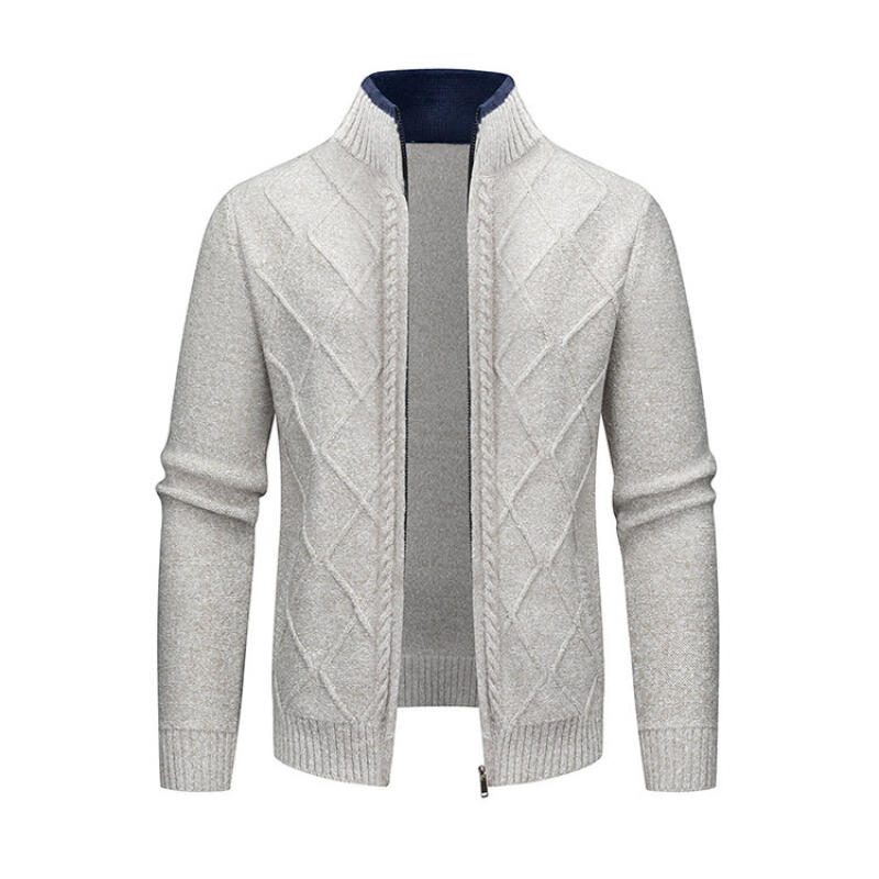 Men's Autumn Winter Knitting Sweatercoat Stand Collar Cardigans Warm Fashion Knitted Coat Male Sweater Jacket Loose Outwear Man