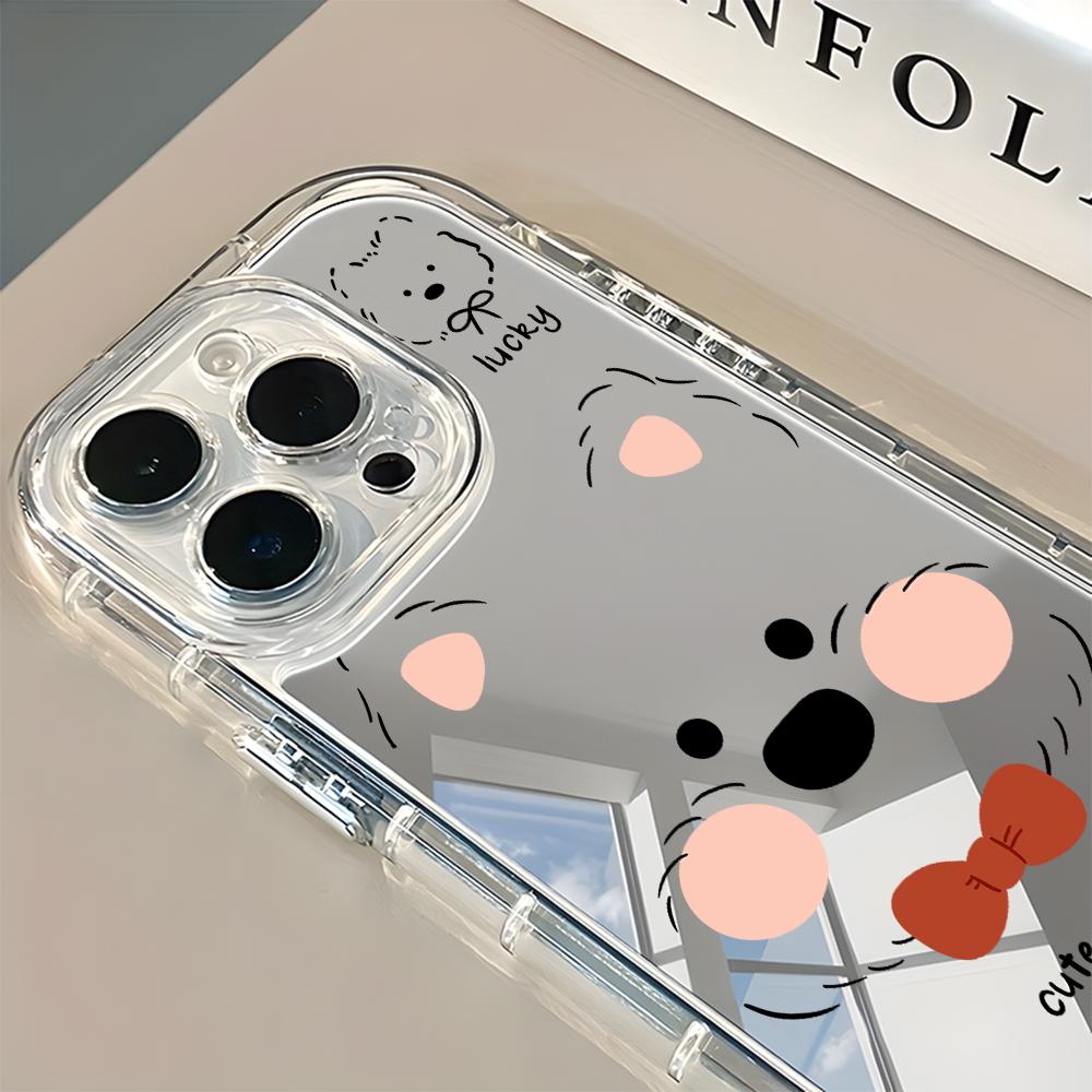 Cute Puppy Pattern Back Mirror Phone Case For iPhone 17 16 15 Pro 11 12 13 14 Pro Max X XR XS 7 8 Plus 17 Air Shockproof Cover