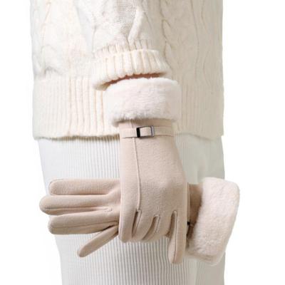 Modehandschuhe Herbst Winter Niedliche Pelzige Warme Fäustlinge Vollfingerhandschuhe Damen Outdoor Sport Damenhandschuhe Touchscreen-Handschuhe