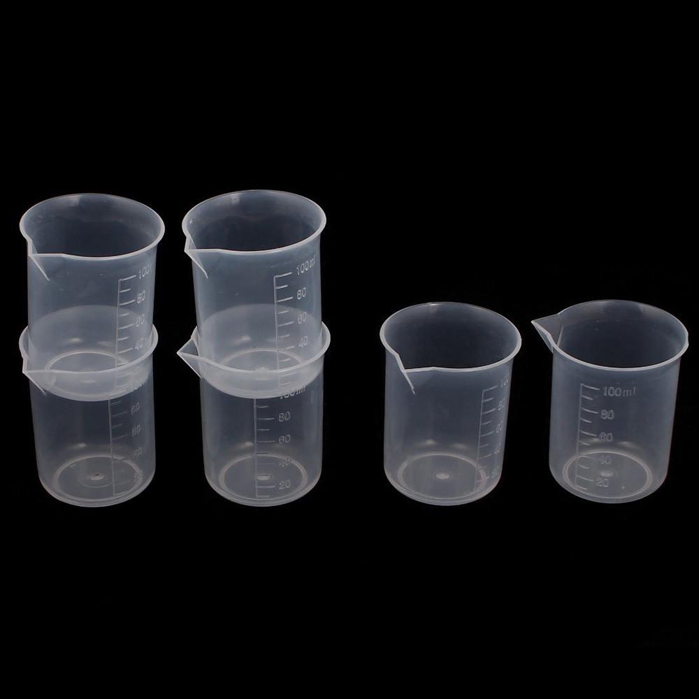 

6x100mL Graduated Beaker Clear Plastic Measuring Cup