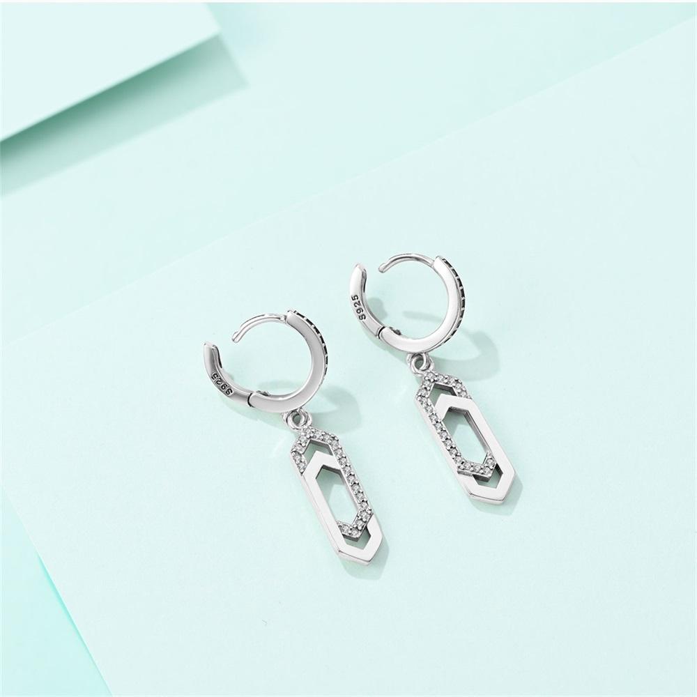 New Earrings for Women 925 Silver Color Star Geometric Entangle Zircon Earrings Fine Wedding Engagement Birthday Jewelry Gifts