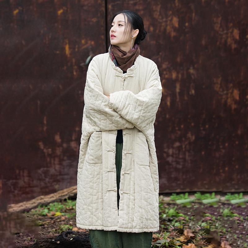 Women's Winter Quilted Ramie Cotton Coat - Vagabond Zen Style Robe