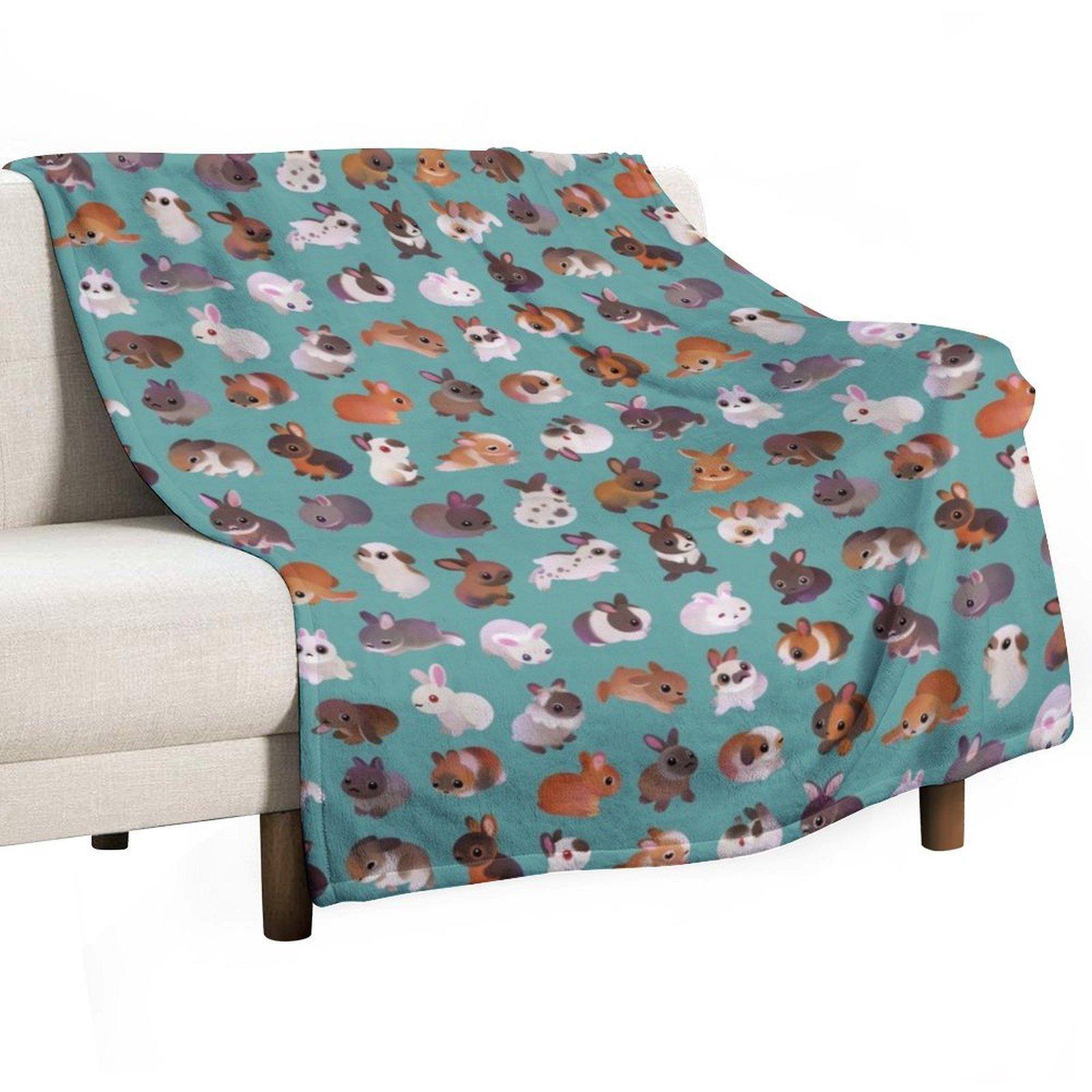 

Bunny day - green Throw Blanket Summer Fashion Sofas Softest Thin Blankets 30x40in