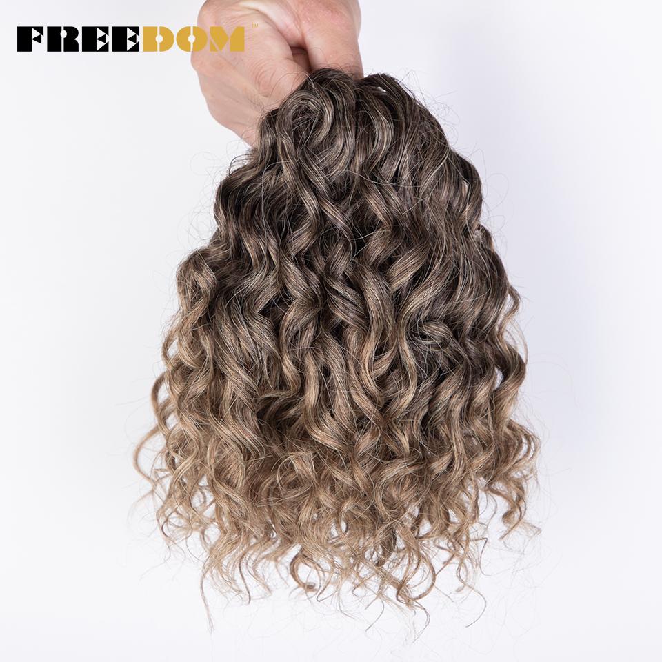 FREEDOM Deep Wavy Twist Crochet Hair Synthetic Jessica Curly Hair Crochet Braids Ombre Brown 10 Inches Braiding Hair Extensions
