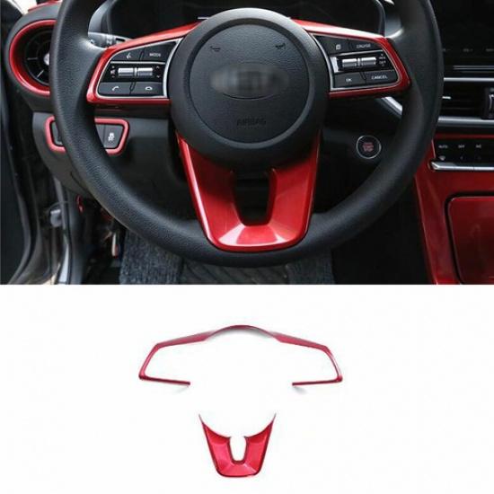For Kia Forte/K3 2019-2023 Red Interior Steering Wheel Button Cover Trim 2Pcs
