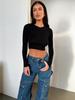 Women's High-Waisted Retro Cargo Jeans, Wide-Leg, Floor-Length Spicy Girl Style