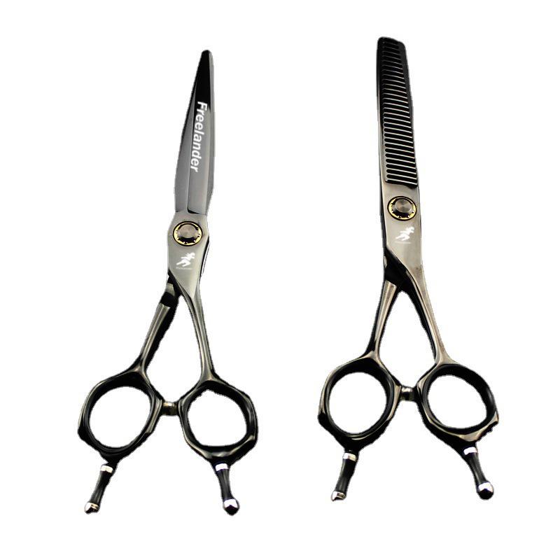 6-Inch Black Double-Tail XMQ-02 Hair Salon Scissors for Bangs - Professional Barber Shears
