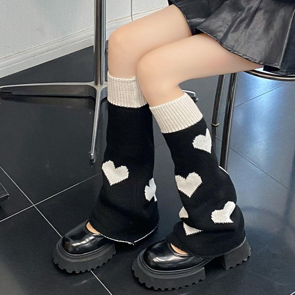 Spider Knitted Leg Warmers Heart Lolita Boots Cover Fashion Knee High Girls Stockings  Student