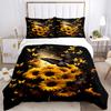 3pcs Black Butterfly Is Flying Among Sunflowers Bedding Set, 1 Soft Quilt Cover + 2 Pillowcases, Machine Washable, Suitable for All Seasons
