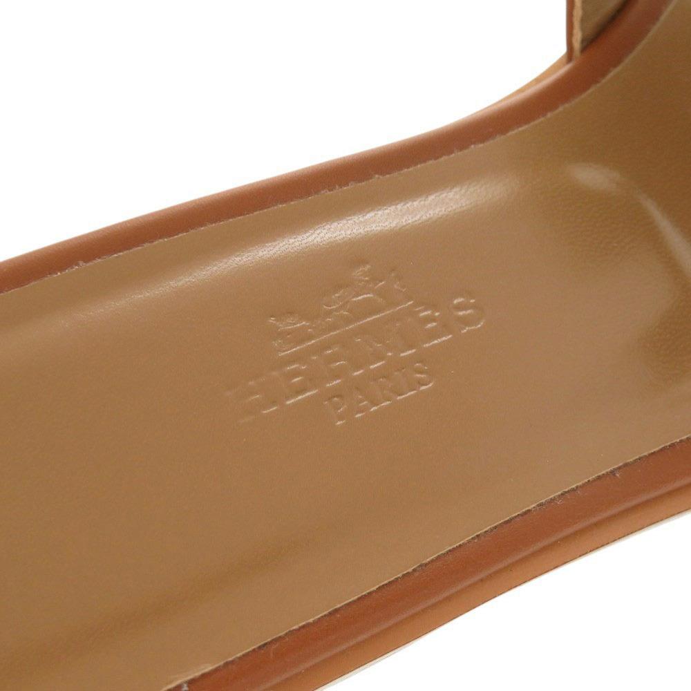 Used AUTHENTIC HERMES Oran Sandals Brown Leather