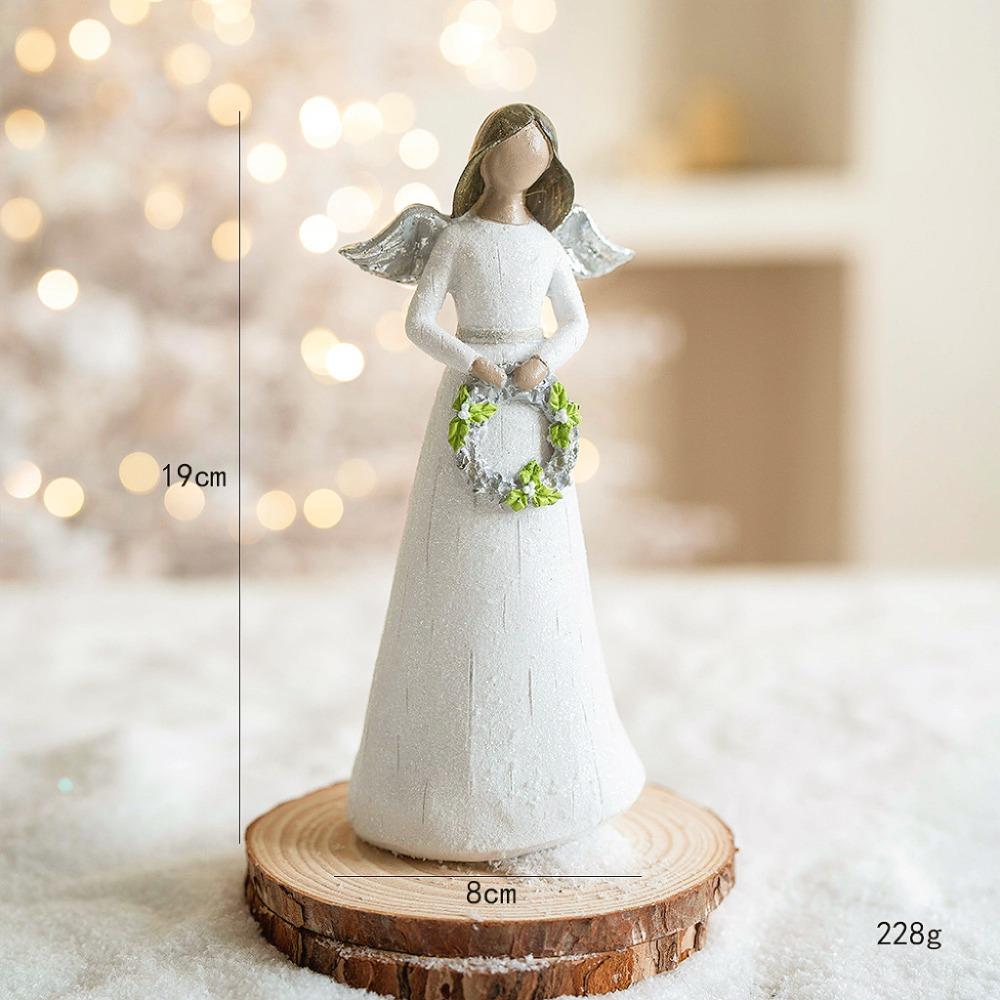 Resin Angel Girl Desktop Decoration Angel Design Waterproof Christmas Scene Arrangement White Gold Pink Angel Girl Decor