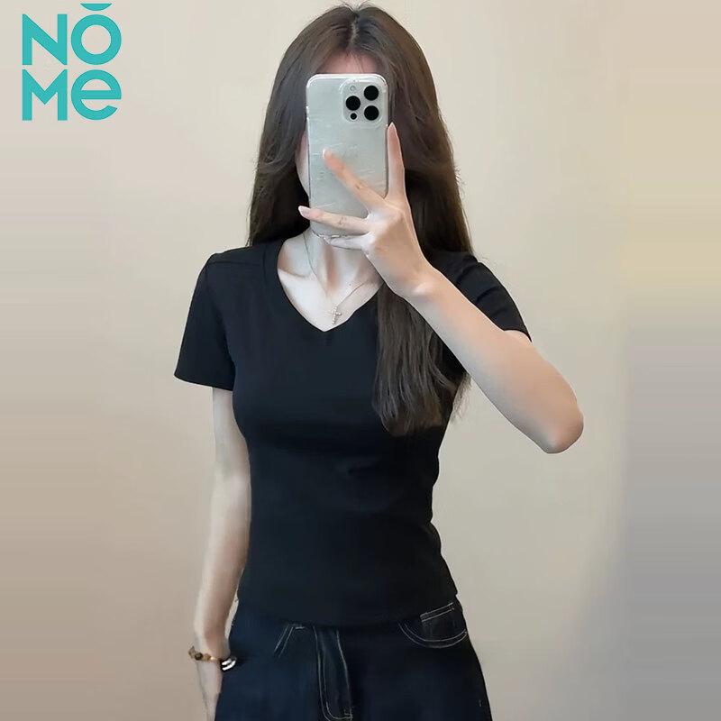 NOMe Women s V-Neck Slim Fit Short Sleeve T-Shirt L