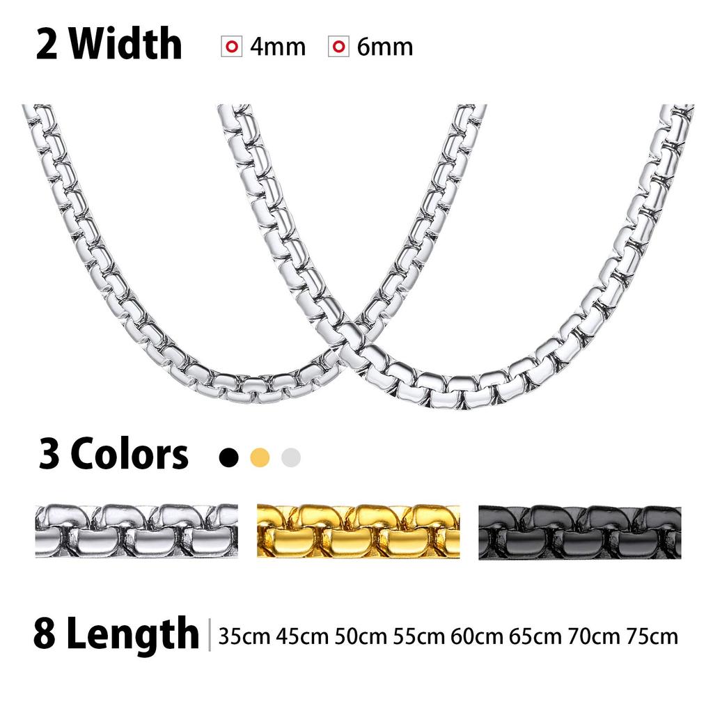 ChainsHouse Men's Necklace, Chain Only, Surgical Stainless Steel, Silver, Hypoallergenic, Rust-Resistant, 50cm Long, 4mm Wide