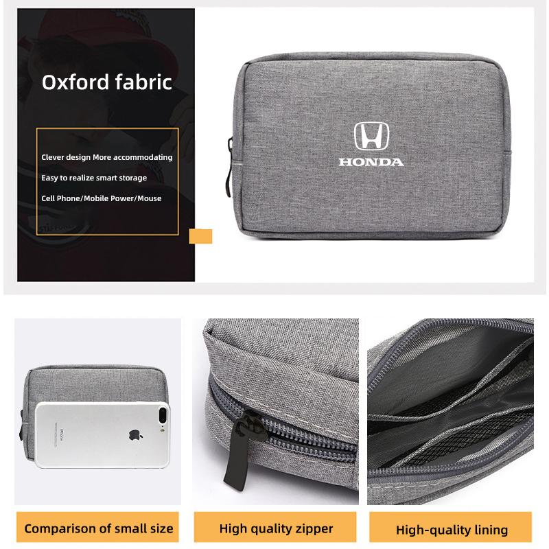 Car Styling Digital Storage Bag Oxford Cloth Cable Tools Travel Purse For Honda Civic Fit Accord Odyssey City Pilot Jazz CRV HRVL