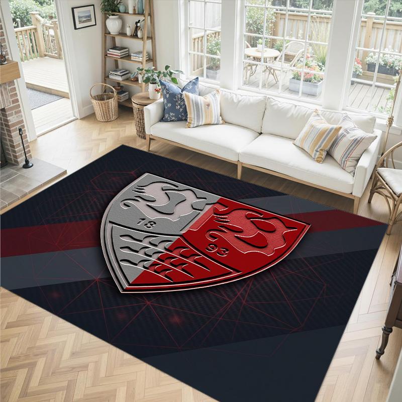 VfB Stuttgart Design Crystal Velvet Carpet Cozy Non?Slip Printed Rug For Bedroom Living Room Entrance
