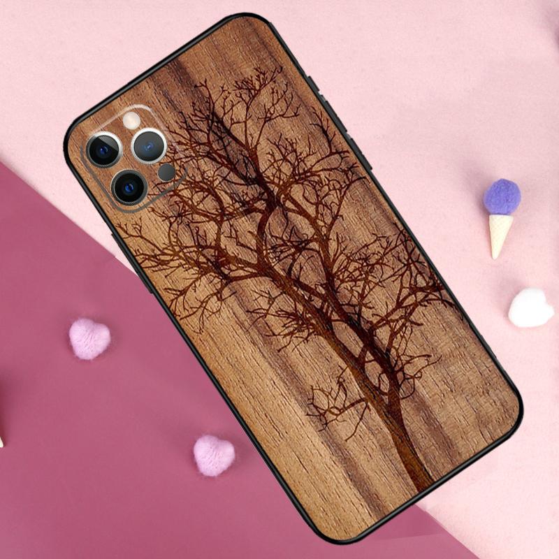 Baum Blüte Bambus Holz Handyhülle Für iPhone 17 Pro Max 11 14 15 16 Pro Max Plus 13 12 Mini 16e 17 Air Rückseite