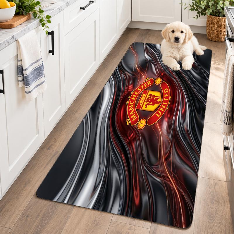 Flannel Kitchen Mat Manchester United Soft Area Rug Non Slip Floor Carpet Home Decoration