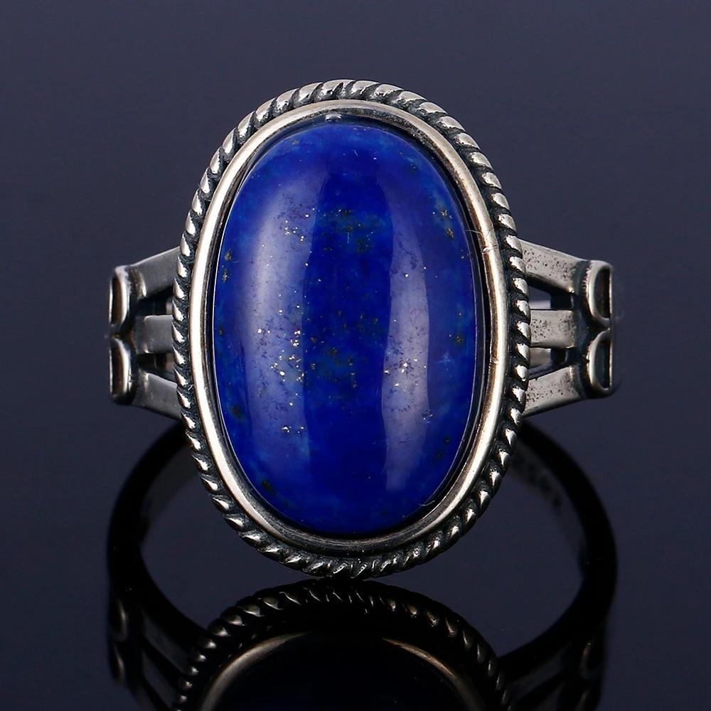 Natürlicher großer ovaler natürlicher Lapislazuli-Ring für Frauen Geschenk Vintage großer Ring Großhandel feiner Schmuck