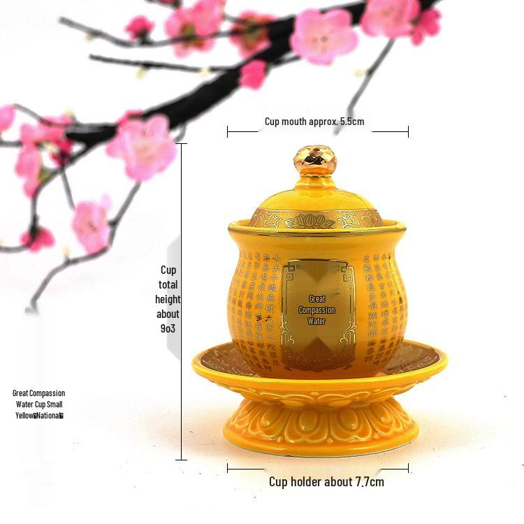 Keramische Opferbecher für Buddha, Guanyin und den Gott des Reichtums - Klein, Perfekt für Weihwasser und zum Anziehen von Reichtum.