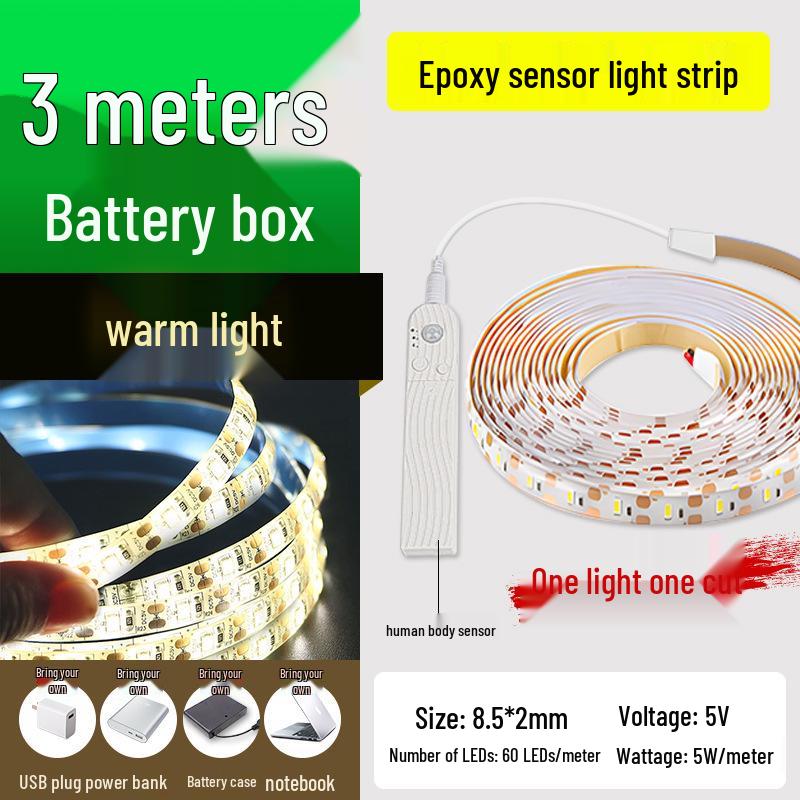 USB Rechargeable Motion Sensor LED Strip Light: Ultra-thin, Self-Adhesive, Wireless Night Lighting